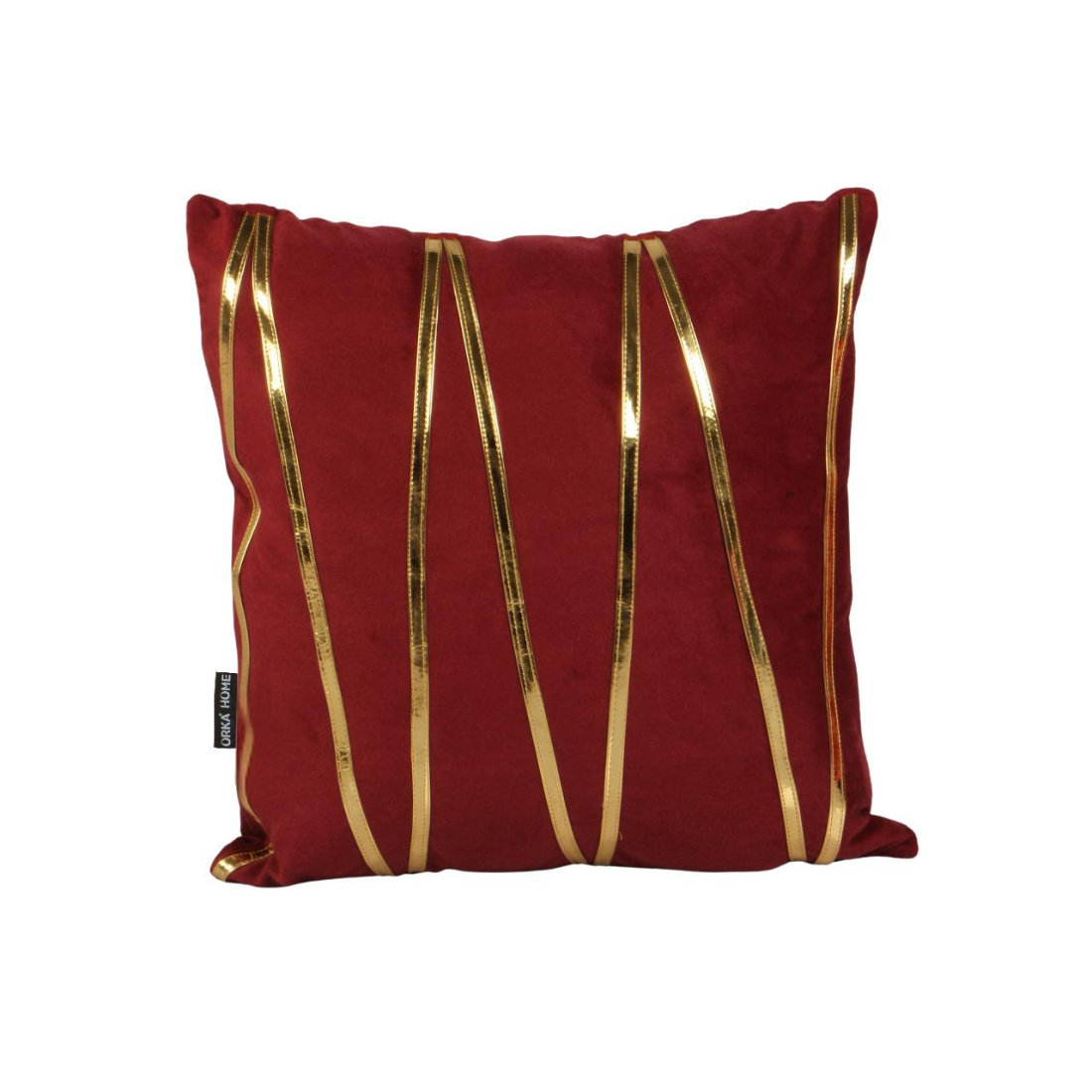 Orka Holland Velvet Fabric Cushion Gold Foil - Maroon